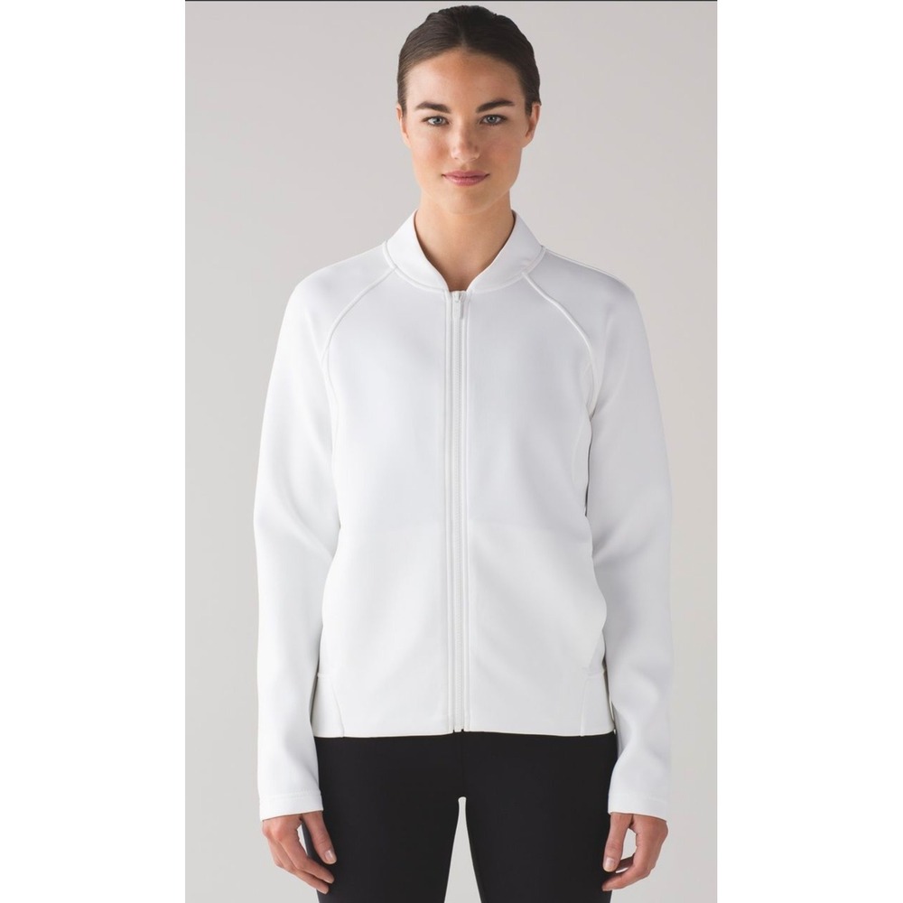Lululemon Embrace the Space Bomber Jacket White Full Zip Size 6